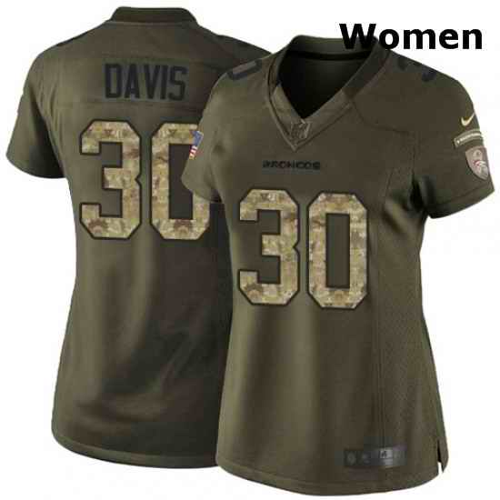 Womens Nike Denver Broncos 30 Terrell Davis Elite Green Salute to Service NFL Jersey
